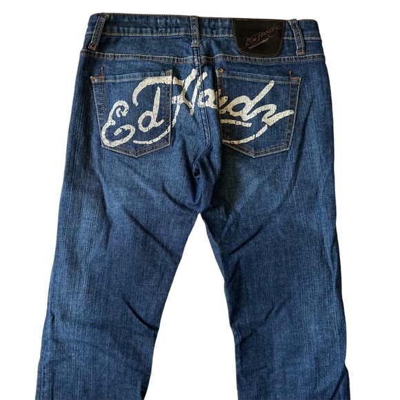 ED HARDY Logo Spellout Jeans Flare Denim Size 29 - Picture 3 of 6